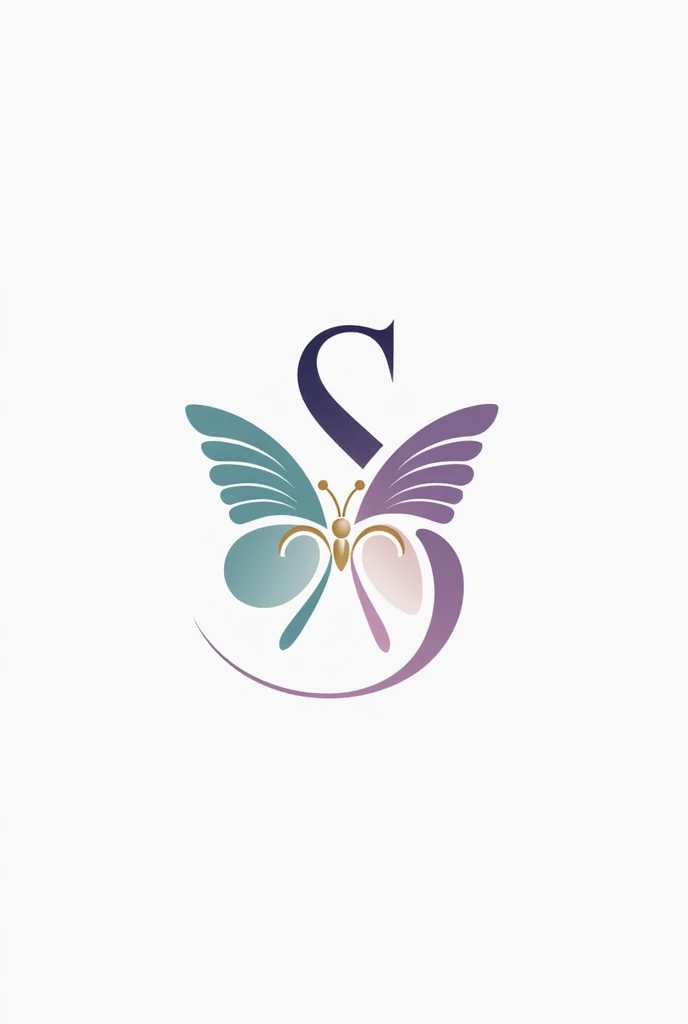  Create a logo combining the letter S with a butterfly .  The letter S must be fluid and curvilinear ,  with elegant lines ,  as if they were part of the butterflys wings .  The butterflys wings must emerge from the upper and lower ends of the letter S,  c...