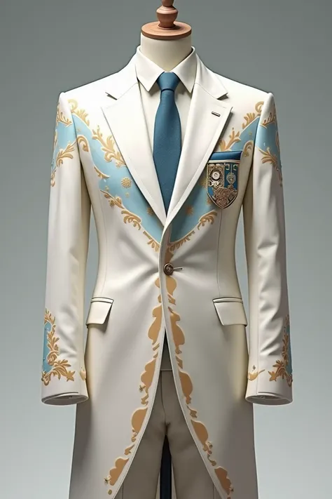  Make me a super authentic and spectacular 11th grade promotion jacket(Splendid) white beige and blue .