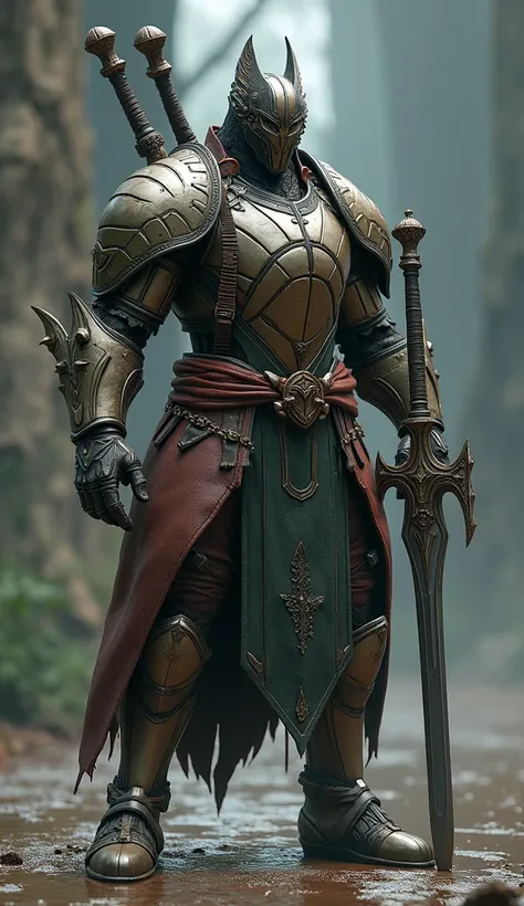 Mara has a hand and  .   is wearing armor on the top of the trunk, and the bottom is on the sole, and has a long sword and a sting