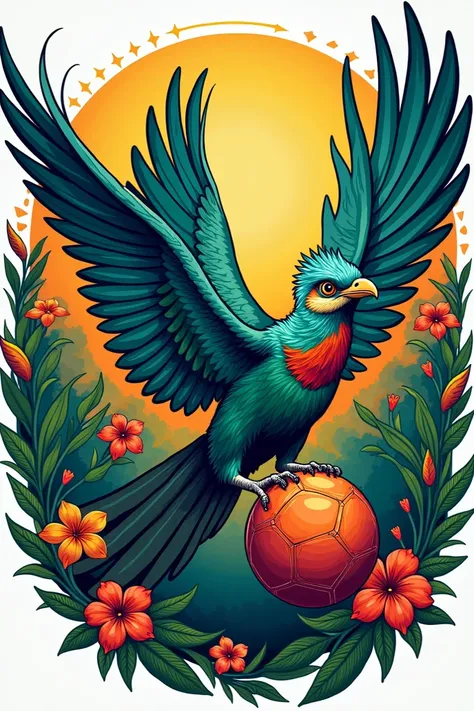 Logo of quetzal-like birds playing handball