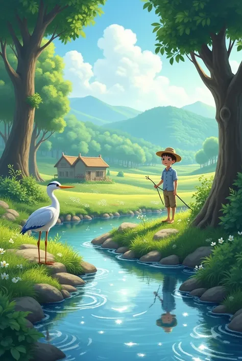  A long time ago ,  In a peaceful village among sparkling rivers and dense forests ,  live a graceful heron named Clara and a cheerful dog named Danny . Clara lives near the river ,  where she fishes for her food ,  while Danny is a good-natured farmers bo...