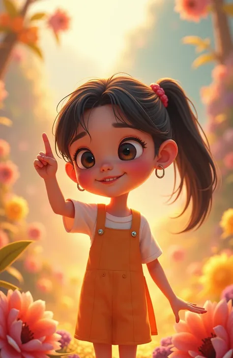 Animated girl raising her index finger