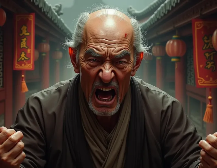 old chinese man angry