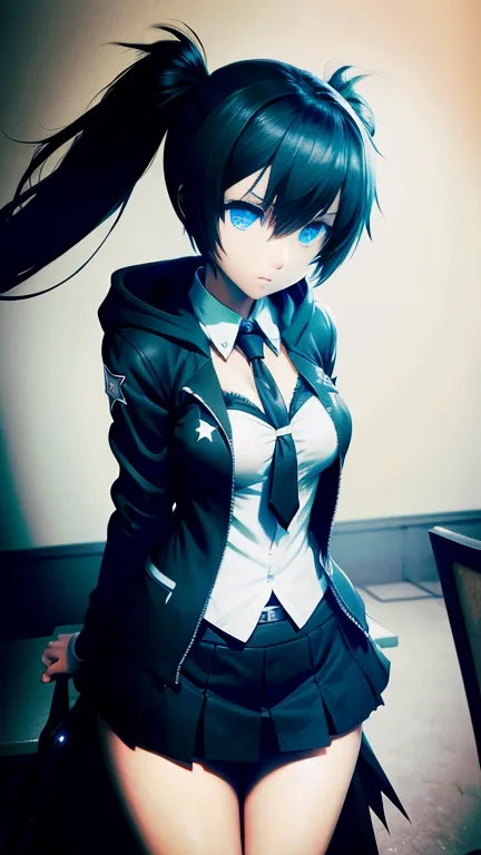 black rock shooter, school uniform,