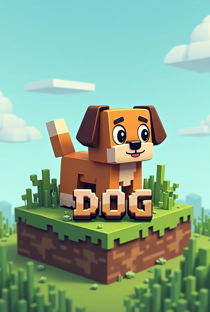 Create a Minecraft-style dog logo with the words Dog Studio, make it Minecraft style 