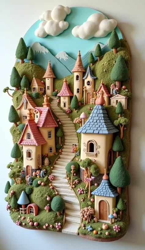 Wall sculpture, Little toy town, beautiful