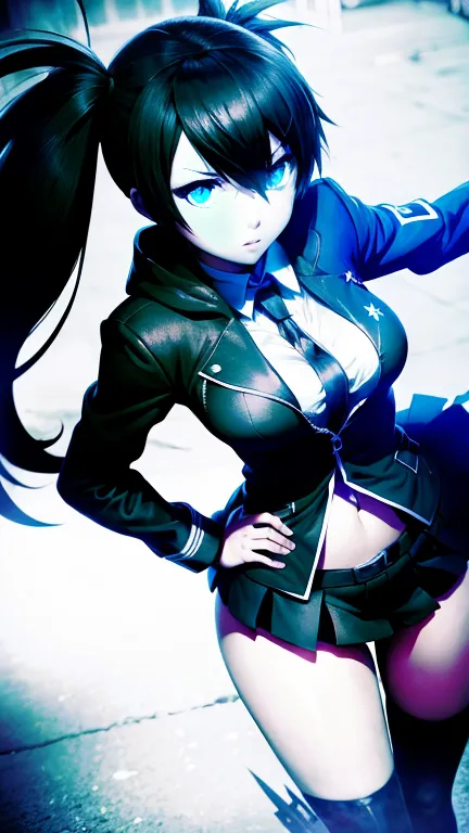 black rock shooter, school uniform,