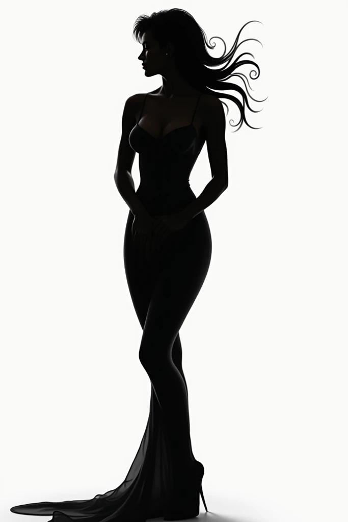 create the image of an attractive womans silhouette in minimalist black and white