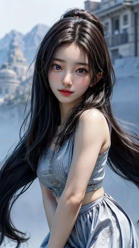 (masterpiece), (top class), (highly detailed), (illustration), (1girl), looking at the viewer, (interview), beautiful detailed eyes, delicate and beautiful face, floating, (high saturation), (shining), blue sky, bright and beautiful face, the skin is young...