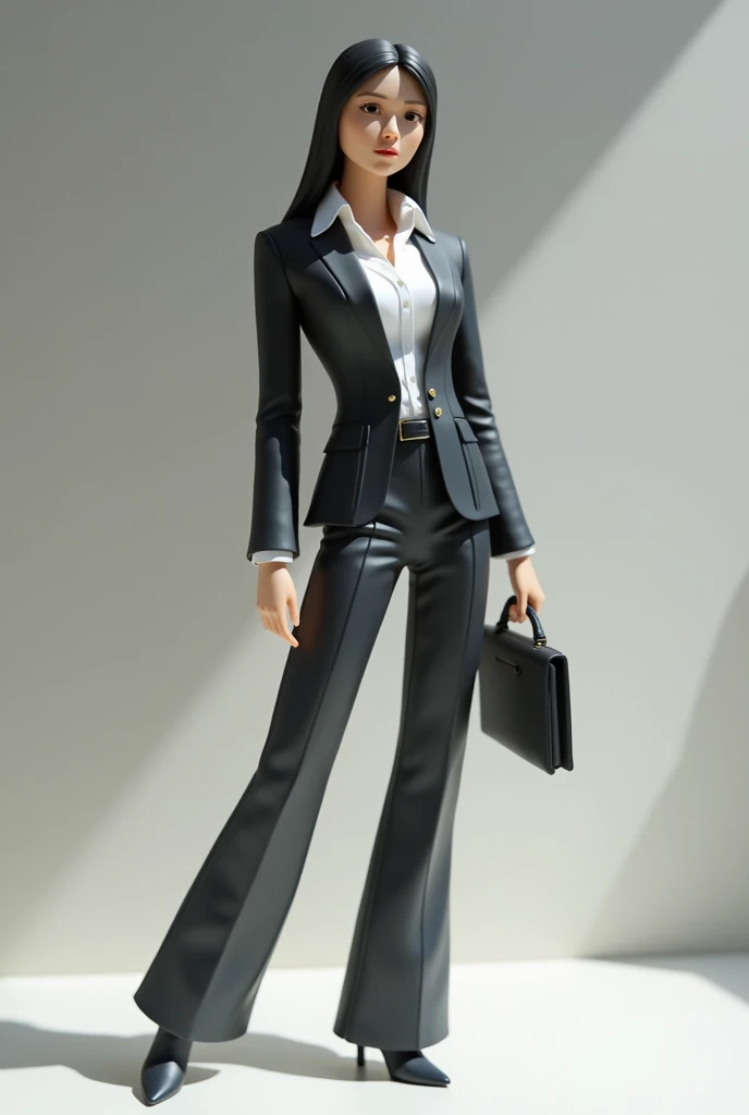  a front and back fashion figurine that has the wardrobe of a businessman or businesswoman, formally dressed that generates authority and gives an image of cleanliness and education  