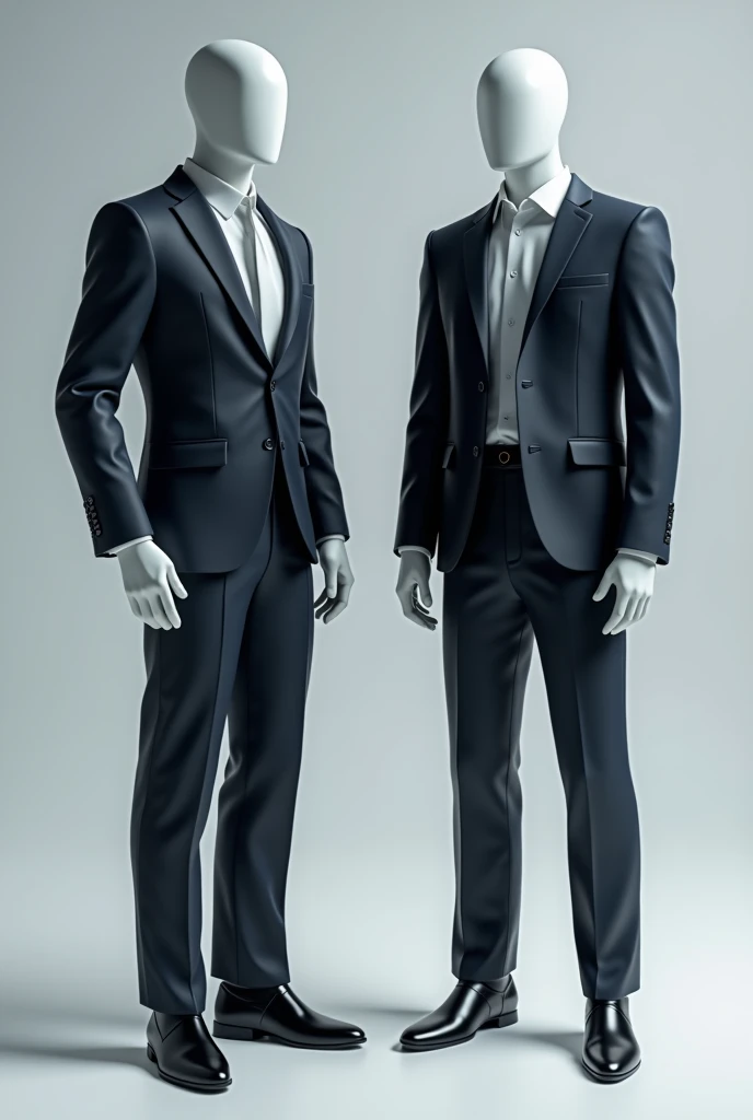  Make a fashion figure front and back with formal clothing,  for a company that reflects cleanliness , order and control , Do it with black white or blue colors