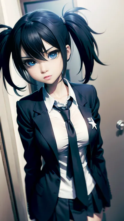 black rock shooter, school uniform,