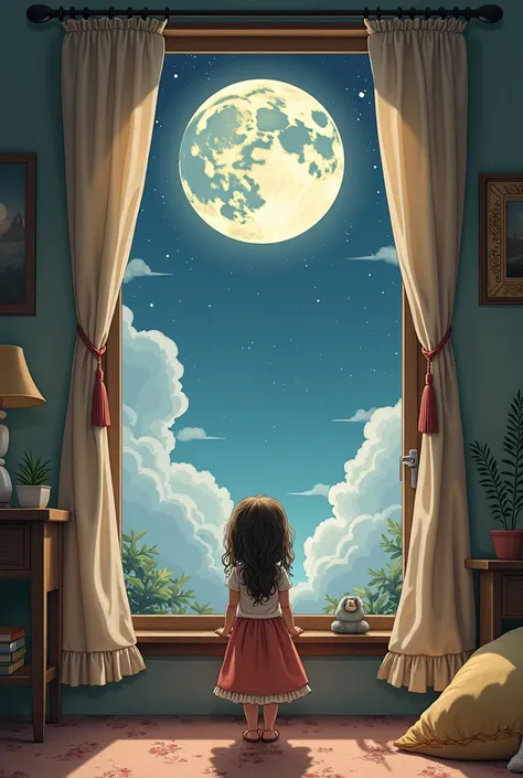 A room with a view of the moon　Picture book-like illustrations