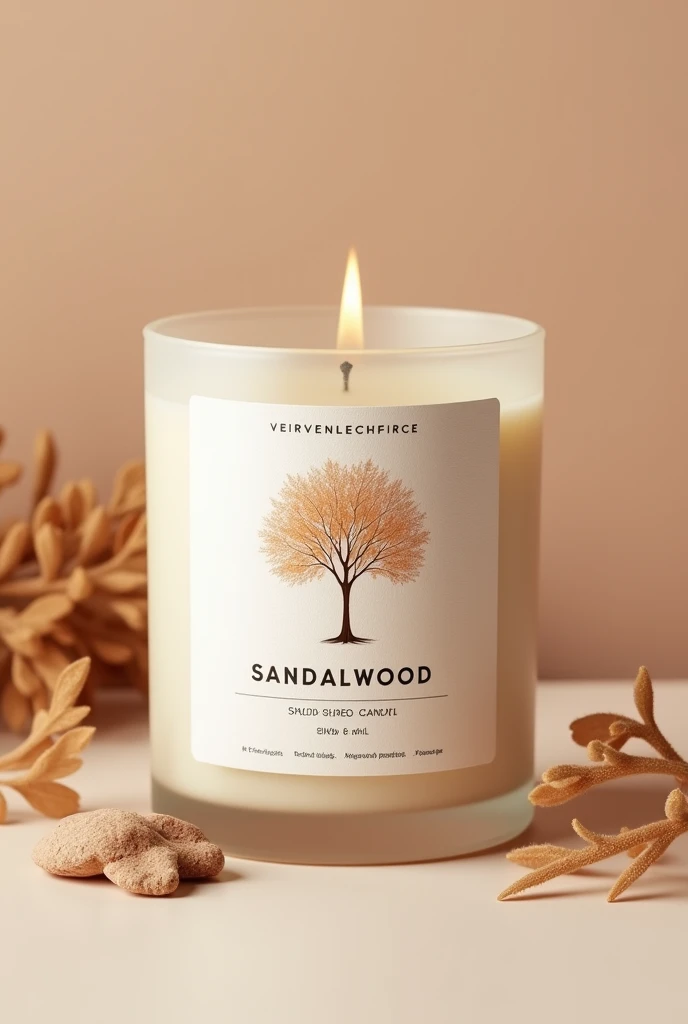 I would like to create the label that I will use on candle wrappers in the sandalwood scent from my candle store. 
