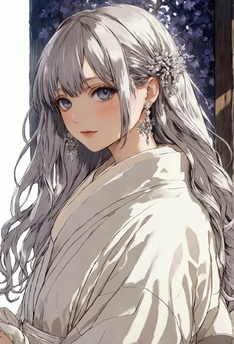 Nagi Seira  (Female version):
 Seira has long and slightly wavy platinum hair ,  with an untidy fringe that frames her crystalline and serene gray eyes.  Her skin is clear and delicate ,  giving an almost ethereal air .  She prefers minimalist and comforta...