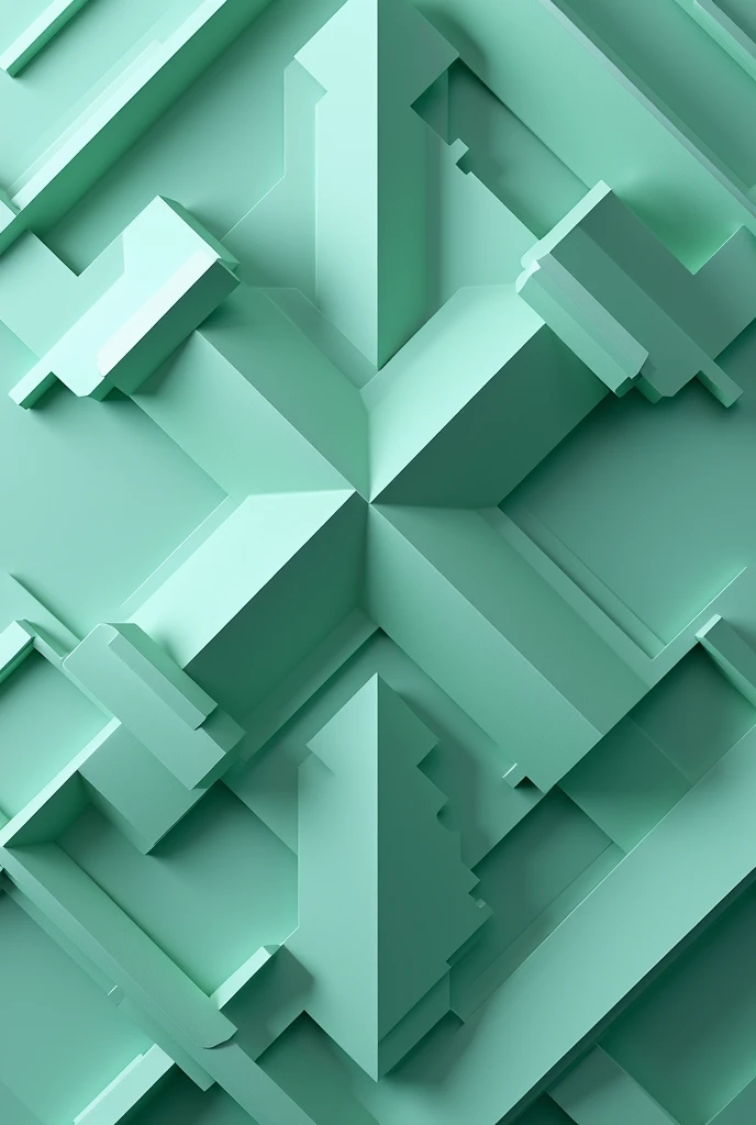 I want you to make me a wallpaper type background , with the following details, Let it be made of shapes, geometries, maintaining pattern and symmetry in 3D, and that everything is a light navy green color.