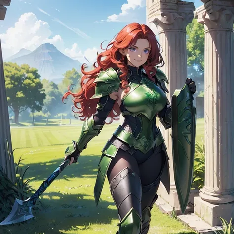 Masterpiece, HD, high resolution, high quality, best quality, super detailed. solo character alones. Fantasy art.
{{(A 60-years-old barbarian-woman:(she has: medium-lentgh scarlet-red curly-hair. purple-eyes. Very beautiful face. smiling cheerful kind and ...