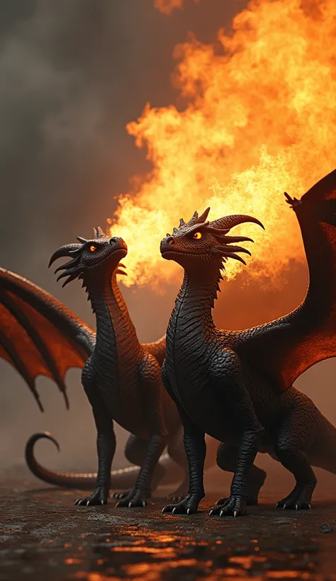 Khaleesi dragons little black dragons are flaming fire from their mouths (((games of thrones))).”