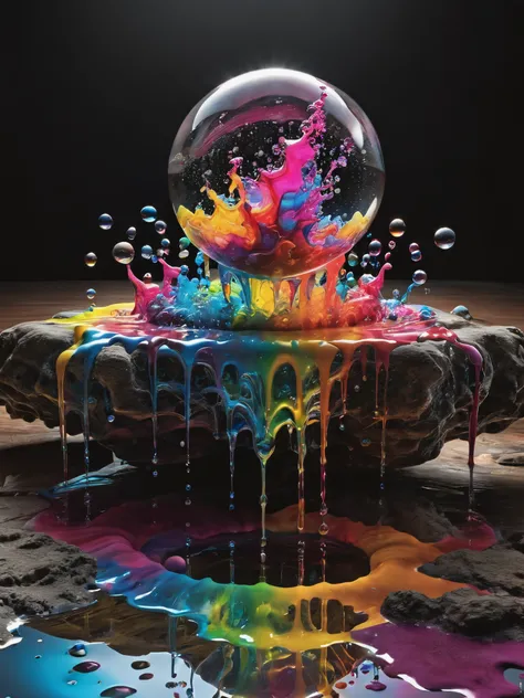 (best quality,4k,8k,highres,masterpiece:1.2),ultra-detailed,(realistic,photorealistic,photo-realistic:1.37),highly detailed psychedelic dream, vibrant shimmering colors, glass-like structures morphing from the colors, intricate rainbow patterns, perfectly ...
