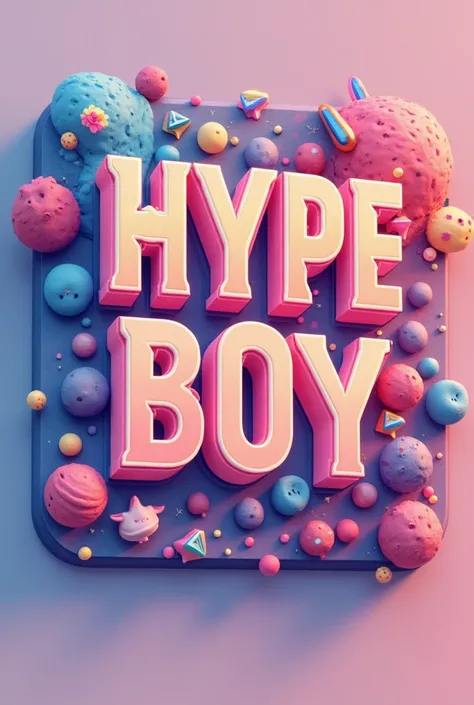 kpop girl group, newjeans has a song called hype boy, use any picture from the movie video as a background.themed logo that is somewhat like those kpop group logos, and make the background a little faded, and amplify the words “hybe boy group” make it as u...