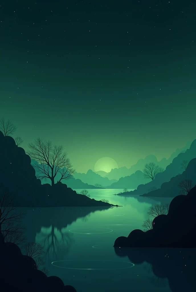 Generate an image for a background of a soft Lofi or electronic song but with colors that convey visual impacts but colors related to the night such as green, black, etc.