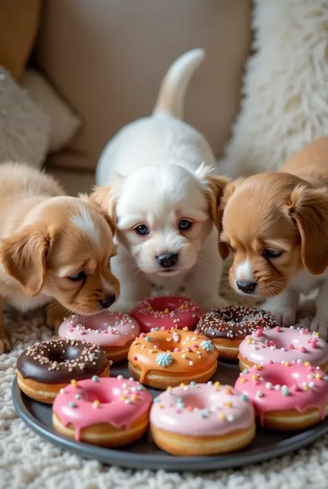  donut tray for puppies, decorated real photo 