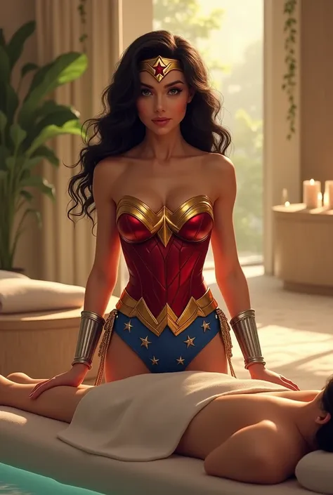 wonderwoman as massage girl,spa