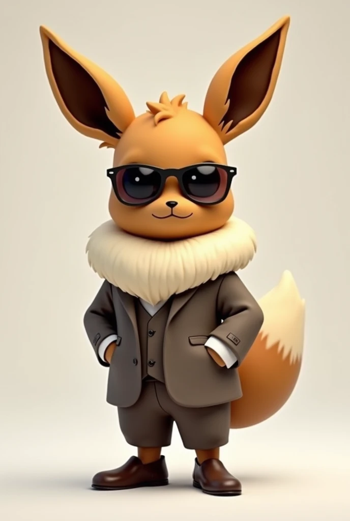 An eevee in an elegant mens suit draw with sunglasses