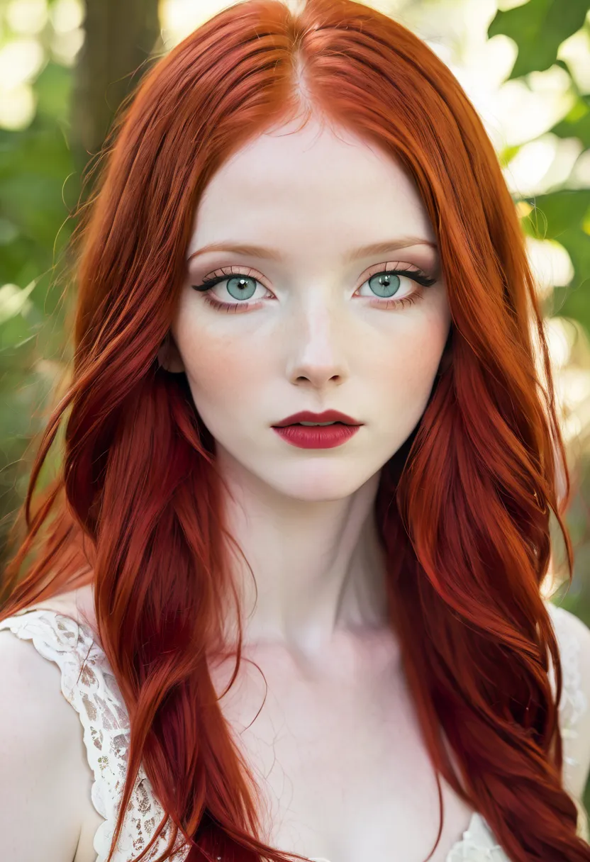 red hair,  pale skin , face photo,