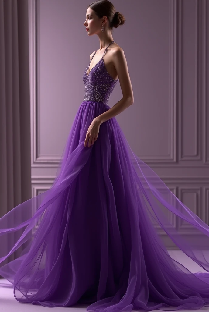 Look: purple dress from an Italian designer 