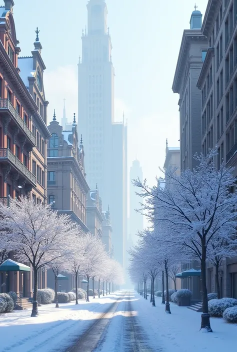 Snowy cityscape