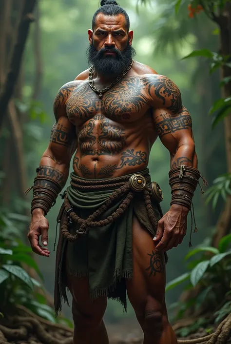 Old Filipino warrior with tattoos on body