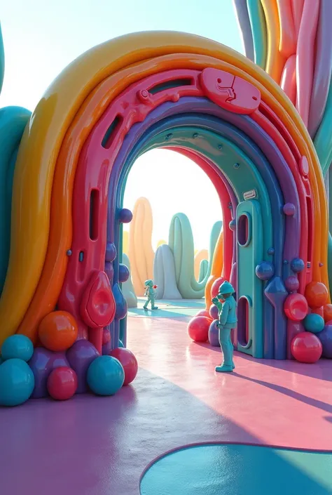 REN PLAYGROUND GATE. rainbow,  futuristic design , THỰC TẾ