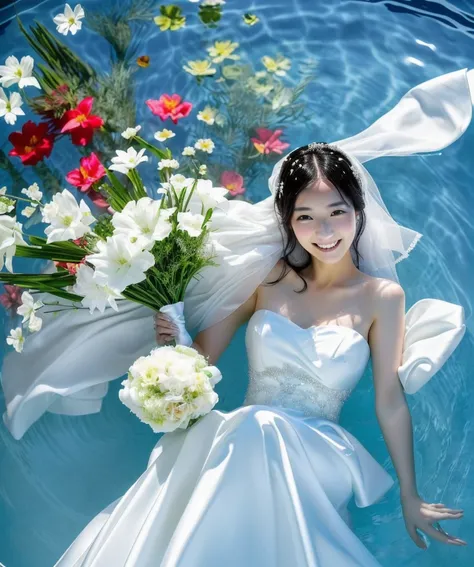 bride in a  Wedding Style dress in a pool with flowers, [  Realistic Pictures ]!!, Yoshitomo Nara, deayam to whom, Aya Takano,  Shim Sa-jeong, bride in a  Wedding Style dress in a pool with flowers,  Wedding Style photo,  Wedding Style,  inspired by Yuko T...