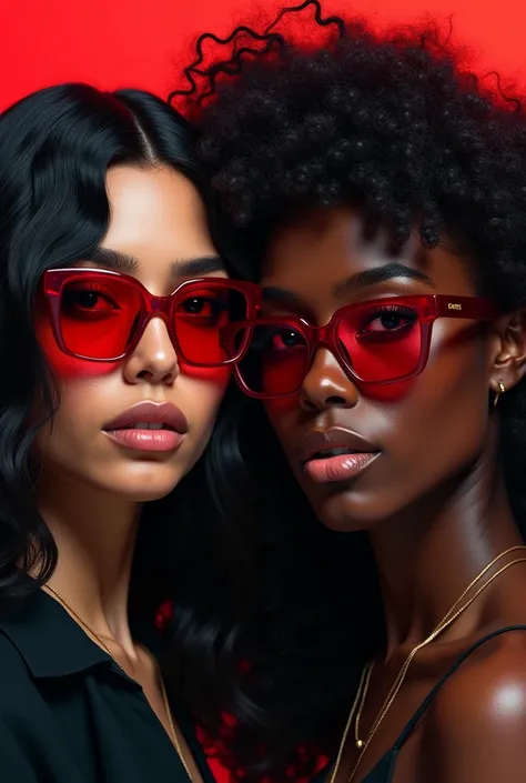  trans men dark red glasses and hair 
Black women 