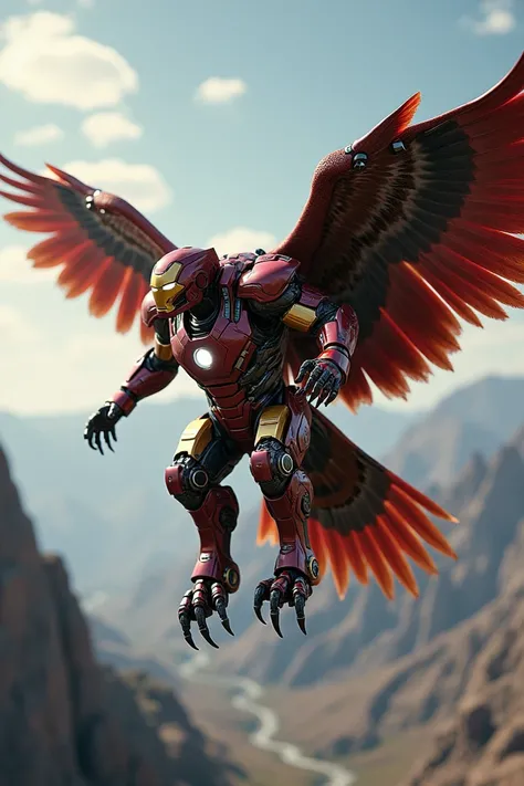 Make a combination of iron man with a eagle
