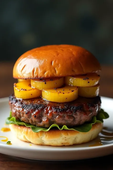 Burger with pineapple