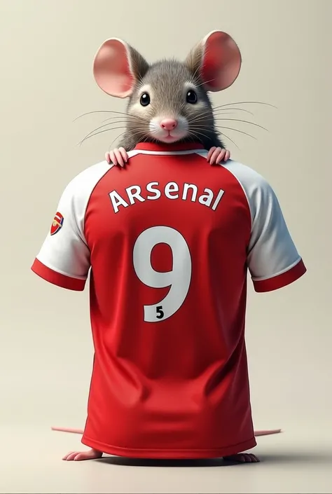 Arsenal shirt wearing a mouse on the back with the number 9


