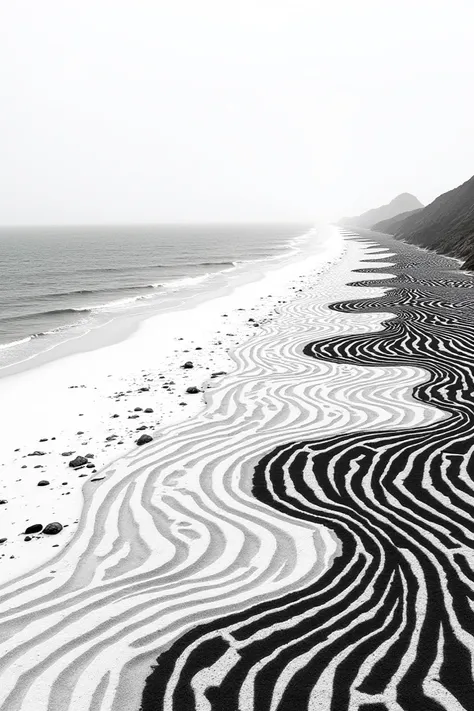 Ayúdame coN uNa imageN de uNa playa lleNa de tramas, es decir líNeas eN b/N