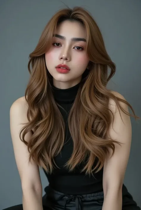 Photoshoot for Korean magazine Dazed, where the very beautiful Korean actress poses for the camera. The photos are futuristic, stylish and show off her toned figure. She has long hair, beautiful make-up, wearing a black tank top and tight jogging pants. Th...