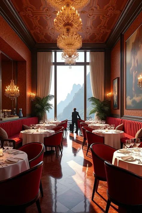 A inside view of luxurious restaurant, luxurious, seven star room view ,best decoration, wallpaper 