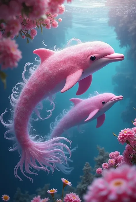 Pink dolphin and an Andean filament put both in a single image: both the dolphin and the Flamenco 