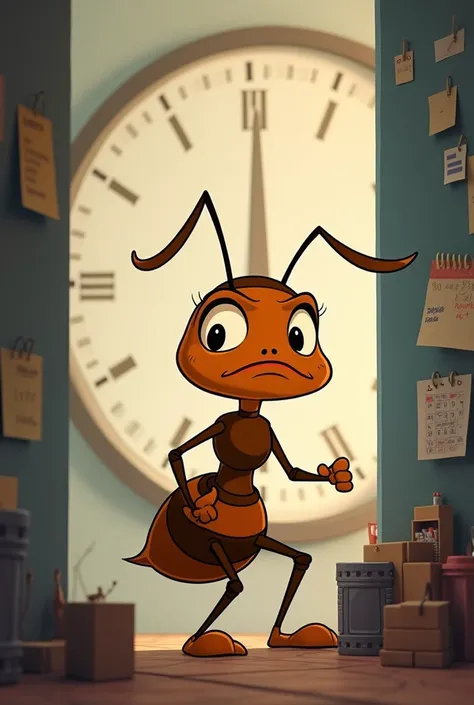 *Cena 8: Reflexão Moderna: A Formiga na Escala 6x1**
   - "Draw a Disney-style image of the ant working six days a week (6x1 scale), looking tired but determined, with a clock and calendar in the background showing her busy schedule."
