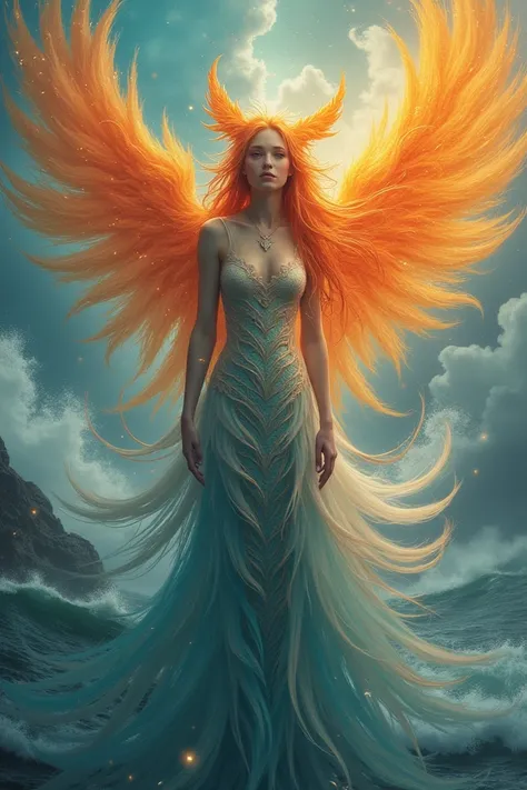 A woman half Nereida and half Phoenix
