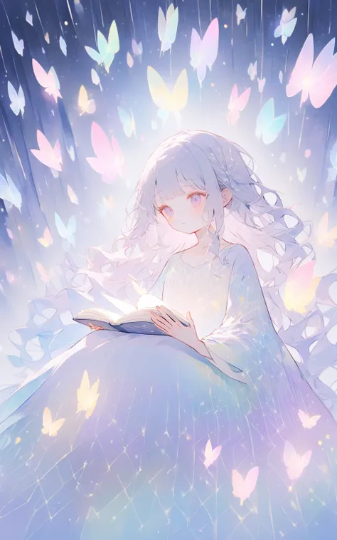 月明かりの読書会
A pastel girl sitting on a glowing mushroom in a moonlit forest, surrounded by floating pastel books. Her hair shimmers with starlight, and her dress is soft and flowing with moon patterns. Around her, glowing moths flutter, illuminating her seren...