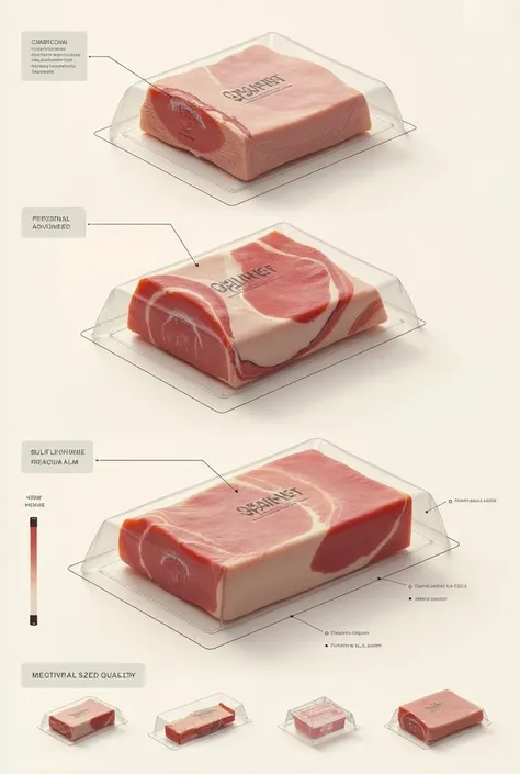 plan of a package made of polyethylene and polyamide ,  for a personal-sized ham with their respective dimensions