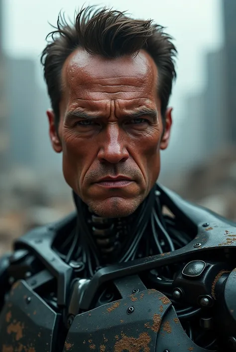 Arnold Schwarzenegger Terminator, Angry Eyebrows: Furrowed eyebrows, pursed lips, and a stern face