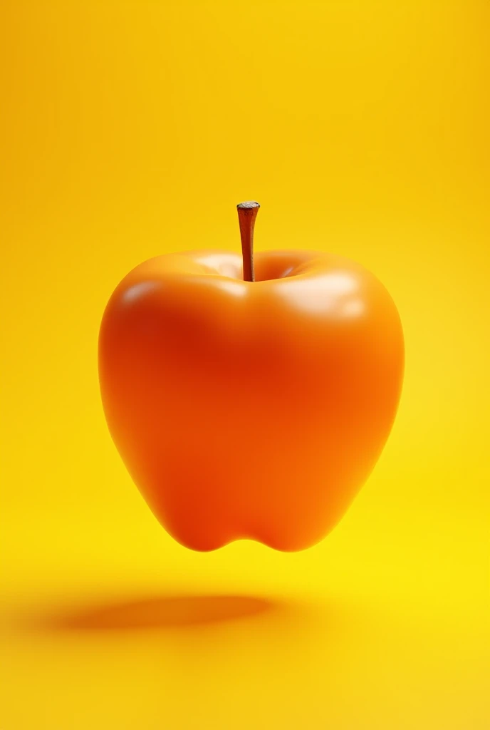 Create an orange apple in the middle and a yellow background drawing