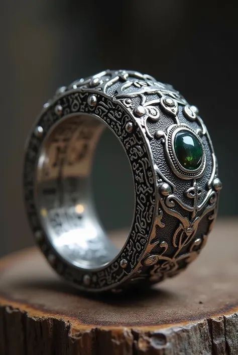 ring with 14 imam  images on the ring itself silver and with a stone