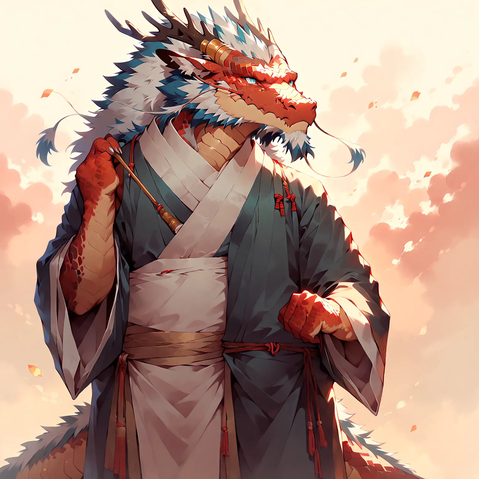 # main character: (eastern dragon furry:1.8), muscular mature male, masterpiece, (full body portrait:1.4)

pose and framing: (up...